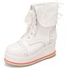 imageSHEMEE Womens Sweet Cute Platform Hidden Wedge Ankle Boots Lace Up High Heels Round Toe Booties Side Zip Kawaii ShoesWhite