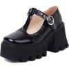 imageSHEMEE Womens TStrap Chunky High Heel Platform Patent Leather Mary Jane Pumps Vintage Wingtip Oxford Brogues Square Toe Ankle Strap Buckle Block Heeled Gothic ShoesBlack