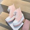 imageSHEMEE Womens Cute Platform Wedge Ankle Boots Cosplay Round Toe Lace Up High Heels Booties Kawaii ShoesPink