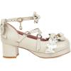 imageSHEMEE Womens Platform Chunky High Heel Mary Janes Pumps Sweet Bow Block Heels Buckle Ankle Strap Round Toe Cosplay ShoesBeige