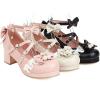 imageSHEMEE Womens Platform Chunky High Heel Mary Janes Pumps Sweet Bow Block Heels Buckle Ankle Strap Round Toe Cosplay ShoesBlack