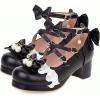 imageSHEMEE Womens Platform Chunky High Heel Mary Janes Pumps Sweet Bow Block Heels Buckle Ankle Strap Round Toe Cosplay ShoesBlack