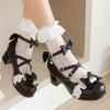 imageSHEMEE Womens Platform Chunky High Heel Mary Janes Pumps Sweet Bow Block Heels Buckle Ankle Strap Round Toe Cosplay ShoesBlack