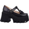 imageSHEMEE Womens TStrap Mary Janes Bow Chunky High Heel Platform Pumps Ankle Strap Buckle Block Heeled Square Toe Gothic ShoesBlack