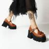 imageSHEMEE Womens TStrap Mary Janes Bow Chunky High Heel Platform Pumps Ankle Strap Buckle Block Heeled Square Toe Gothic ShoesBrown