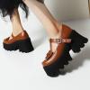 imageSHEMEE Womens TStrap Mary Janes Bow Chunky High Heel Platform Pumps Ankle Strap Buckle Block Heeled Square Toe Gothic ShoesBrown