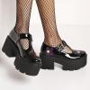 imageSHEMEE Womens TStrap Platform Chunky Heel Mary Jane Pumps Buckle Ankle Strap Round Toe Block High Heeled Gothic Dress ShoesBlack Patent