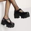 imageSHEMEE Womens TStrap Platform Chunky Heel Mary Jane Pumps Buckle Ankle Strap Round Toe Block High Heeled Gothic Dress ShoesBlack Patent