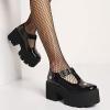imageSHEMEE Womens TStrap Platform Chunky Heel Mary Jane Pumps Buckle Ankle Strap Round Toe Block High Heeled Gothic Dress ShoesBlack Patent