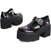imageSHEMEE Womens TStrap Platform Chunky Heel Mary Jane Pumps Buckle Ankle Strap Round Toe Block High Heeled Gothic Dress ShoesBlack Patent