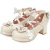 imageSHEMEE Womens Platform Chunky High Heel Mary Janes Pumps Sweet Bow Block Heels Buckle Ankle Strap Round Toe Cosplay ShoesBeige