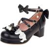 imageSHEMEE Womens Platform Chunky High Heel Mary Janes Pumps Sweet Bow Block Heels Buckle Ankle Strap Round Toe Cosplay ShoesBlack