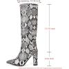 imageSHEMEE Womens Colorful Snakeskin Knee High Boot Chunky Block High Heels Snake Print Round Toe Zipper Slouch ShoesBlack Snake 1