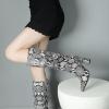 imageSHEMEE Womens Colorful Snakeskin Knee High Boot Chunky Block High Heels Snake Print Round Toe Zipper Slouch ShoesBlack Snake 1