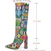 imageSHEMEE Womens Colorful Snakeskin Knee High Boot Chunky Block High Heels Snake Print Round Toe Zipper Slouch ShoesMulticolor Snake 1