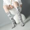 imageSHEMEE Womens Colorful Snakeskin Knee High Boot Chunky Block High Heels Snake Print Round Toe Zipper Slouch ShoesWhite Snake 1