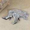 imageSHEMEE Womens Metallic Over The Knee Boot Chunky Block Heels Thigh High Boots Stylish Disco Outfits Long BootsThin Heel Silver