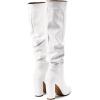 imageSHEMEE Womens Slouch Boots Knee High Wrinkled Block Heels Fashion Pointy Toe Chunky High Heeled Tall BootsPu White
