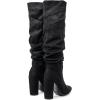 imageSHEMEE Womens Slouch Boots Knee High Wrinkled Block Heels Fashion Pointy Toe Chunky High Heeled Tall BootsSuede Black