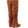 imageSHEMEE Womens Slouch Boots Knee High Wrinkled Block Heels Fashion Pointy Toe Chunky High Heeled Tall BootsSuede Brown