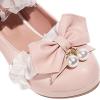 imageSHEMEE Womens Sweet Bow Chunky High Heel Mary Janes Platform Block Heels Buckle Ankle Strap Dress PumpsPink