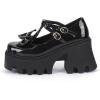 imageSHEMEE Womens TStrap Chunky Platform Patent Leather Mary Jane Pumps Ankle Strap Block High Heels Square Toe Gothic Buckle Cosplay ShoesBlack