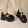 imageSHEMEE Womens TStrap Chunky Platform Patent Leather Mary Jane Pumps Ankle Strap Block High Heels Square Toe Gothic Buckle Cosplay ShoesBlack
