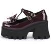imageSHEMEE Womens TStrap Chunky Platform Patent Leather Mary Jane Pumps Ankle Strap Block High Heels Square Toe Gothic Buckle Cosplay ShoesBurgundy