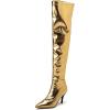 imageSHEMEE Womens Metallic Over The Knee Boot Chunky Block Heels Thigh High Boots Stylish Disco Outfits Long BootsThin Heel Gold