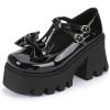 imageSHEMEE Womens TStrap Chunky Platform Patent Leather Mary Jane Pumps Ankle Strap Block High Heels Square Toe Gothic Buckle Cosplay ShoesBlack