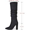 imageSHEMEE Womens Denim Knee High Boots Kitten Heels Pointed Toe Dress Jeans MidCalf Boots Zipper Tall BootsBlack 2