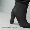 imageSHEMEE Womens Denim Knee High Boots Kitten Heels Pointed Toe Dress Jeans MidCalf Boots Zipper Tall BootsBlack 2