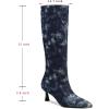 imageSHEMEE Womens Denim Knee High Boots Kitten Heels Pointed Toe Dress Jeans MidCalf Boots Zipper Tall BootsDark Blue
