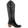 imageSHEMEE Womens Embroidered Cowboy Boots Stacked Chunky Heel Knee High Boots Western Cowgirl Long BootsBlack
