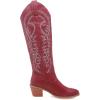 imageSHEMEE Womens Embroidered Cowboy Boots Stacked Chunky Heel Knee High Boots Western Cowgirl Long BootsBurgundy