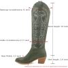 imageSHEMEE Womens Embroidered Cowboy Boots Stacked Chunky Heel Knee High Boots Western Cowgirl Long BootsGreen