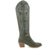 imageSHEMEE Womens Embroidered Cowboy Boots Stacked Chunky Heel Knee High Boots Western Cowgirl Long BootsGreen