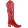imageSHEMEE Womens Embroidered Cowboy Boots Stacked Chunky Heel Knee High Boots Western Cowgirl Long BootsRed