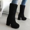 imageSHEMEE Mid Calf Fluffy Furry Boots for Women Chunky High Heels Fur Boot Cute Winter Warm Fuzzy Platform Heeled BootsBlack