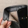 imageSHEMEE Women Stiletto Heels Knee High Boots Pointy Toe Fashion Studded Buckled Punk Tall Boots Full Zipper ShoesBlack