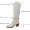 imageSHEMEE Womens Embroidered Cowboy Boots Stacked Chunky Heel Knee High Boots Western Cowgirl Long BootsWhite