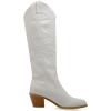 imageSHEMEE Womens Embroidered Cowboy Boots Stacked Chunky Heel Knee High Boots Western Cowgirl Long BootsWhite