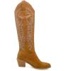imageSHEMEE Womens Embroidered Cowboy Boots Stacked Chunky Heel Knee High Boots Western Cowgirl Long BootsYellow