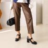 imageSHEMEE Womens Square Toe Mary Janes Chunky Heels Platform Shoes Ankle Strap Buckle Block High Heel Dress PumpsBlack Patent