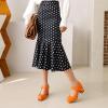 imageSHEMEE Womens Square Toe Mary Janes Chunky Heels Platform Shoes Ankle Strap Buckle Block High Heel Dress PumpsOrange