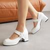 imageSHEMEE Womens Square Toe Mary Janes Chunky Heels Platform Shoes Ankle Strap Buckle Block High Heel Dress PumpsWhite
