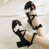 imageSHEMEE Womens Sweet Bowknot Cosplay Shoes Chunky Platform Block Heels Buckle Ankle Strap Mary Jane Dress PumpsBlack