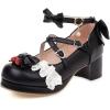 imageSHEMEE Womens Sweet Bowknot Cosplay Shoes Chunky Platform Block Heels Buckle Ankle Strap Mary Jane Dress PumpsBlack