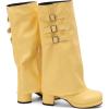 imageSHEMEE Womens Fold Over Boots Block Heels Knee High Boots Chunky Platform Square Toe Shark Boot Side Zipper Buckled Moto Biker BootsYellow