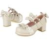 imageSHEMEE Womens Chunky Platform Buckle Ankle Strap Mary Jane Pumps Block Mid Heels Kawaii Sweet Bowknot Cosplay Dress ShoesBeige